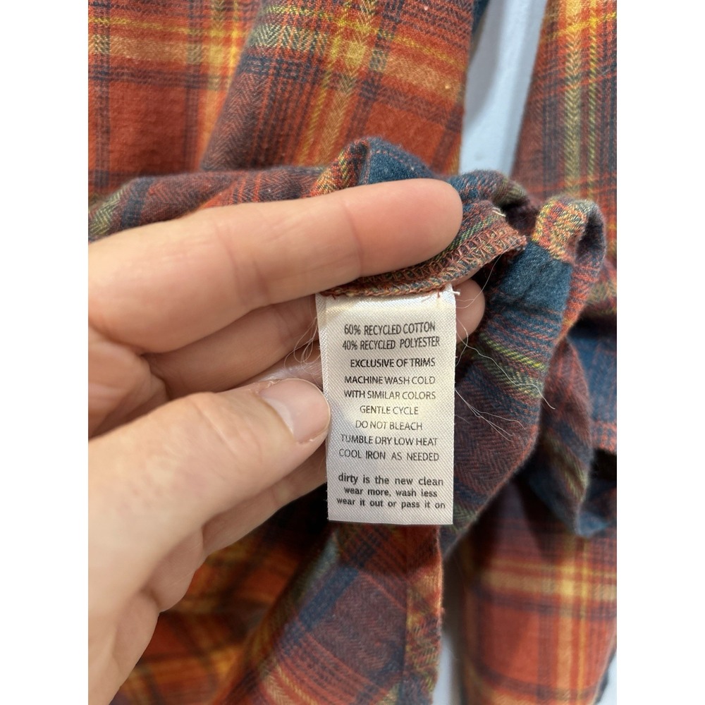 Toad & Co Orange Blue Plaid Flannel Button Up Sz S Long Sleeve Outdoor Gorpcore - Picture 8 of 9
